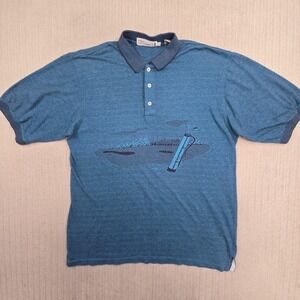 Vintage Pro‎ Celebrity Polo Shirt Mens 2XL Blue Golf Course Graphic Double Sided